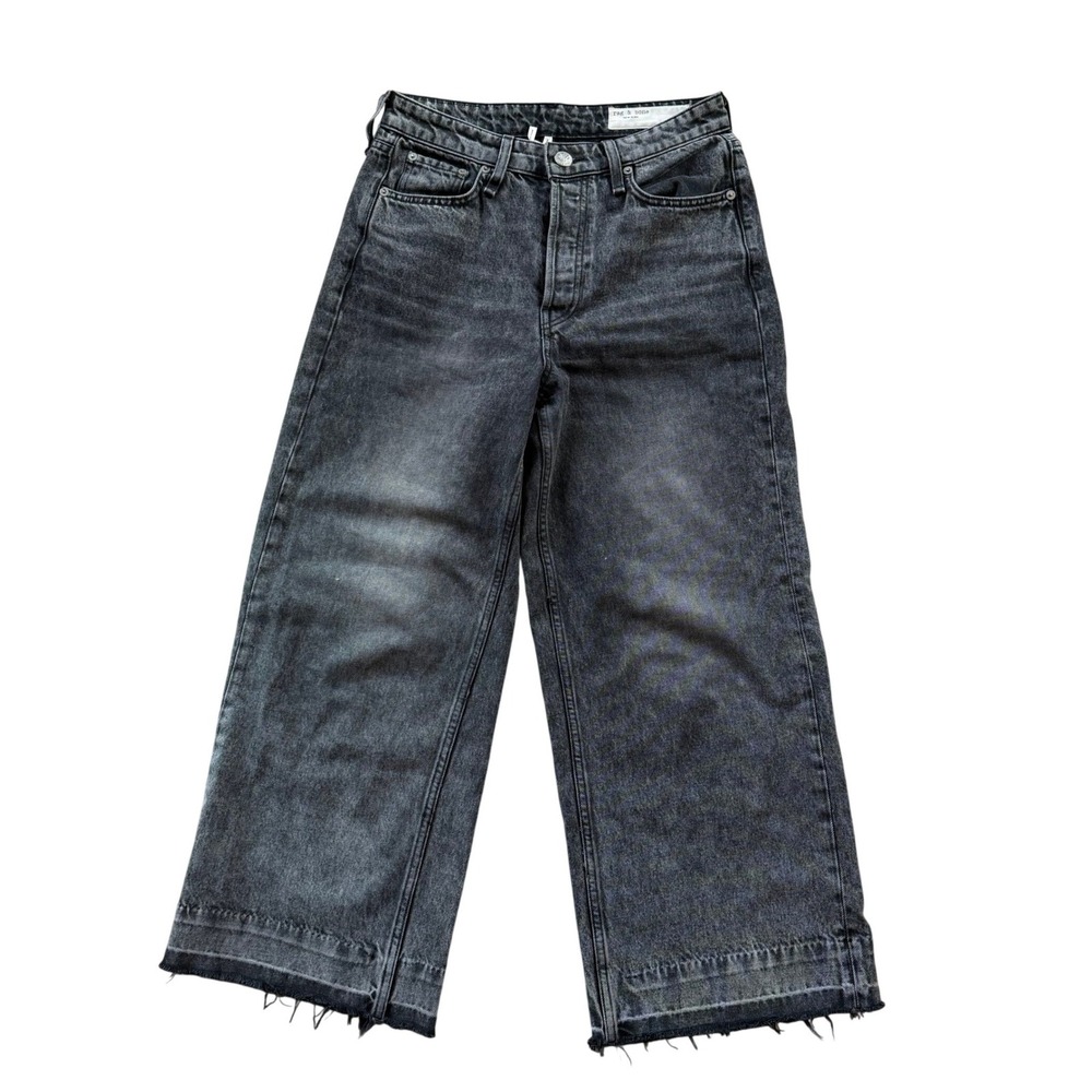 rag & bone Women's Black Washed Wide-Leg Jeans
